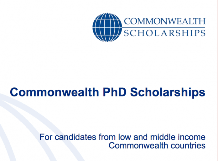 commonwealth phd scholarships 2018/2019 for doctoral study in